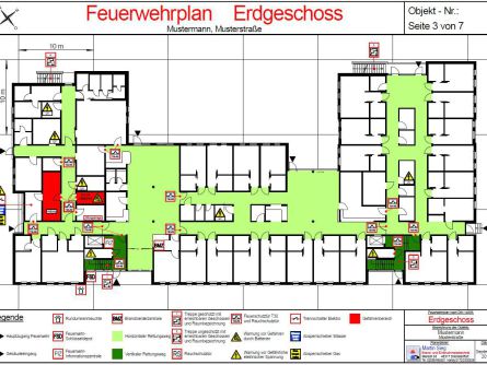 Feuerwehrplan, Erdgeschoss, DIN 14095, DIN 4844-3